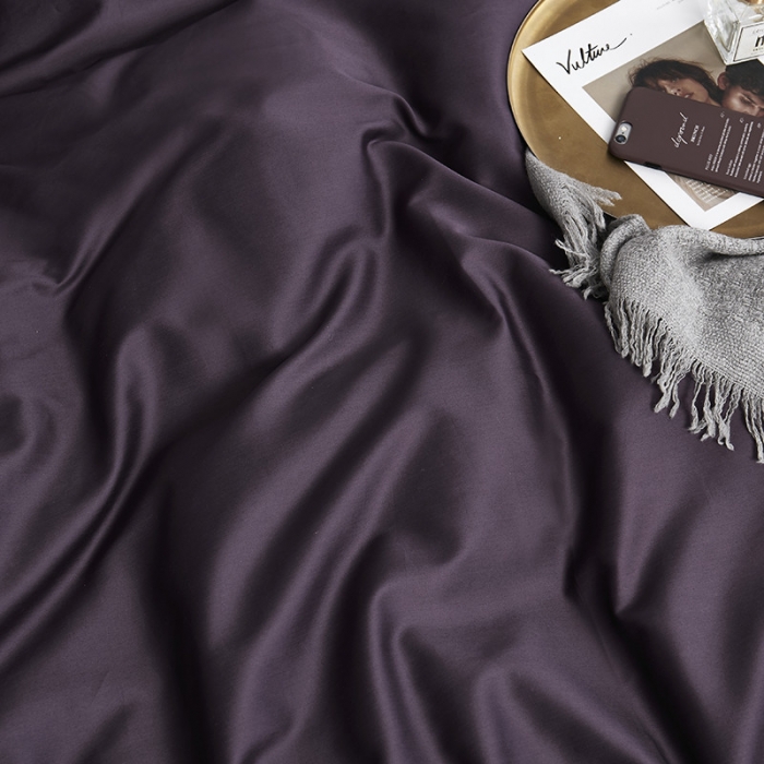 91家纺网 家纺一手货源 找家纺 优然居家纺  60支长绒棉纯色四件套冷艳紫