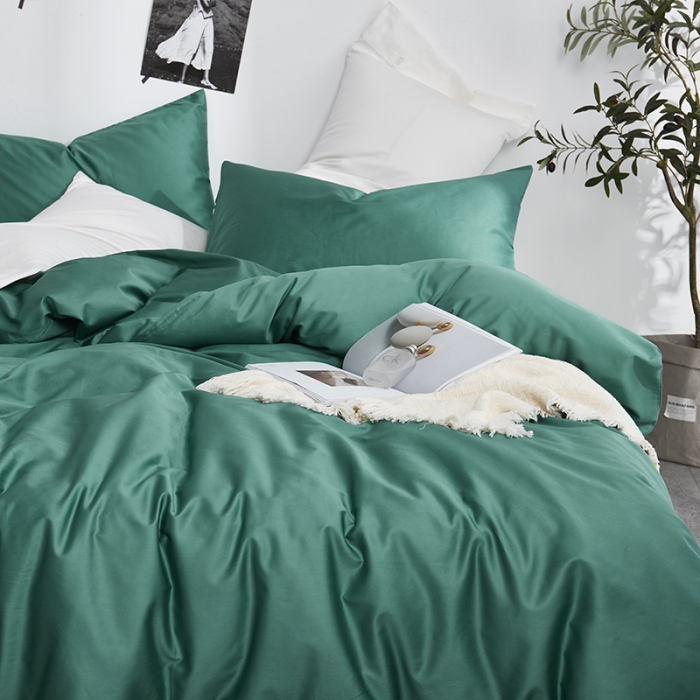 91家纺网 家纺一手货源 找家纺 优然居家纺  60支长绒棉纯色四件套 湖水绿