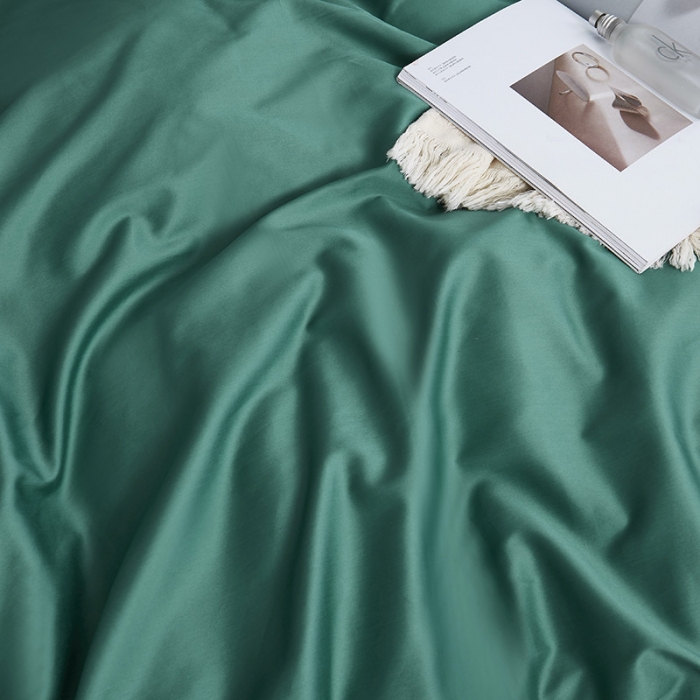 91家纺网 家纺一手货源 找家纺 优然居家纺  60支长绒棉纯色四件套 湖水绿