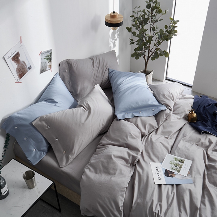 91家纺网 家纺一手货源 找家纺 优然居家纺  60支长绒棉纯色四件套 金属银灰