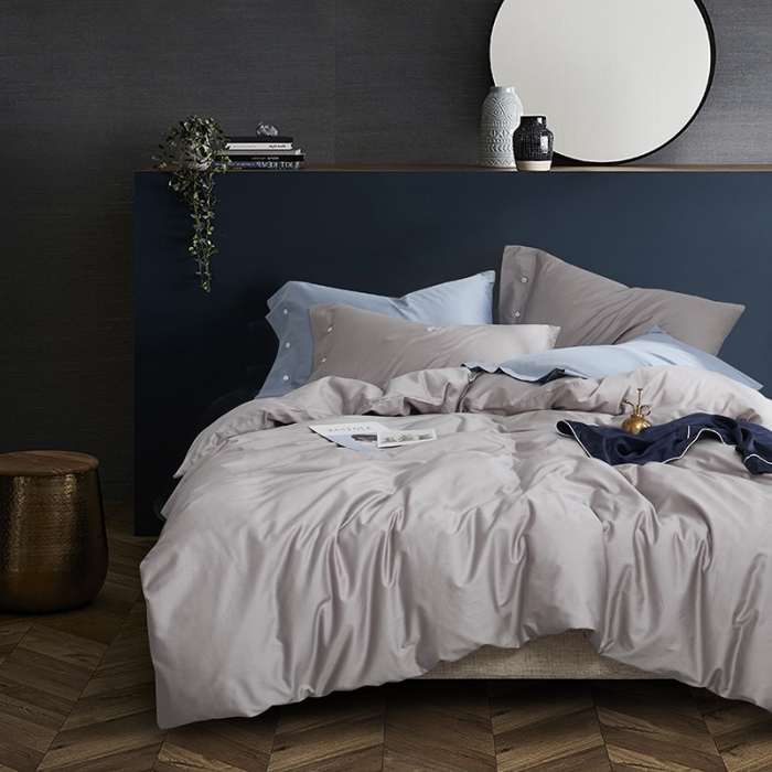 91家纺网 家纺一手货源 找家纺 优然居家纺  60支长绒棉纯色四件套 金属银灰