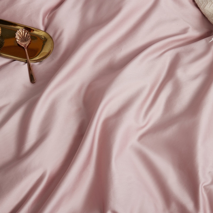 91家纺网 家纺一手货源 找家纺 优然居家纺  60支长绒棉纯色四件套 暖心粉