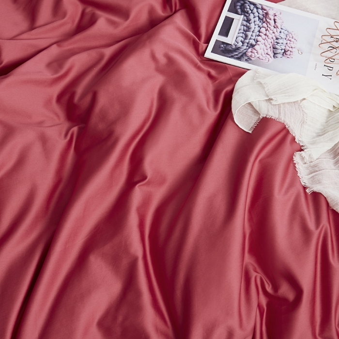 91家纺网 家纺一手货源 找家纺 优然居家纺  60支长绒棉纯色四件套 胭脂红