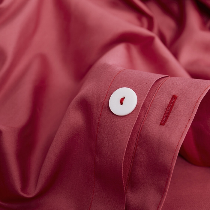 91家纺网 家纺一手货源 找家纺 优然居家纺  60支长绒棉纯色四件套 胭脂红