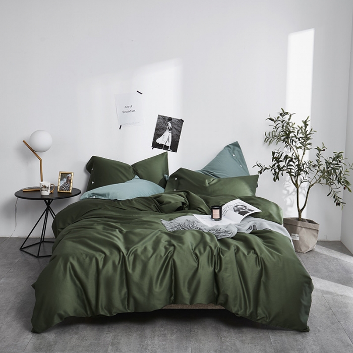 91家纺网 家纺一手货源 找家纺 优然居家纺  60支长绒棉纯色四件套 祖母绿