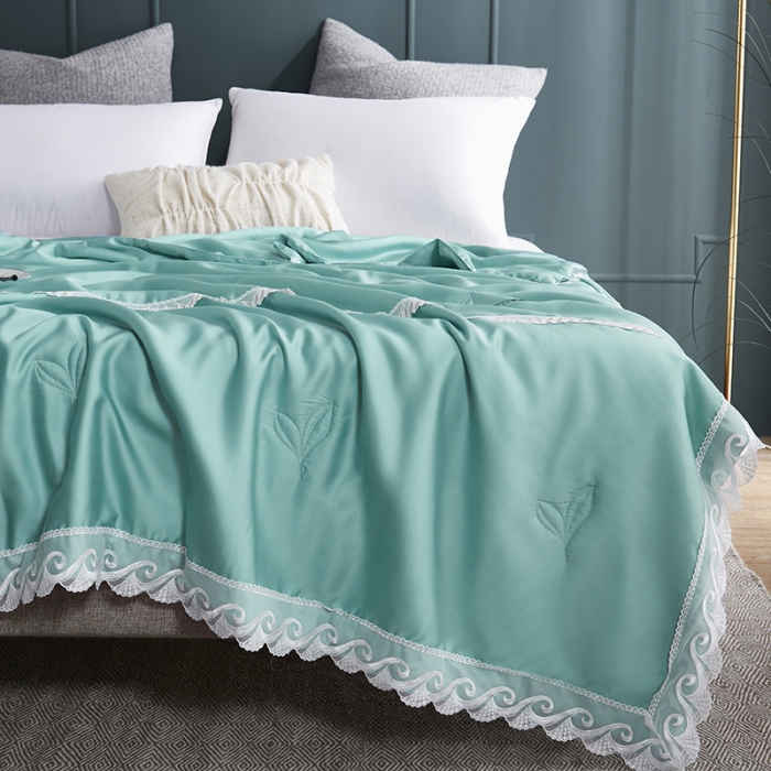 91家纺网 家纺一手货源 找家纺 优然居家纺 60支兰精天丝夏被 湖水绿