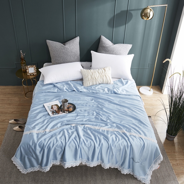 91家纺网 家纺一手货源 找家纺 优然居家纺 60支兰精天丝夏被 天蓝