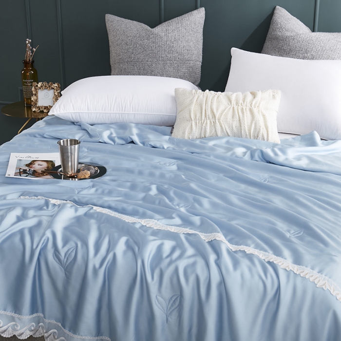 91家纺网 家纺一手货源 找家纺 优然居家纺 60支兰精天丝夏被 天蓝