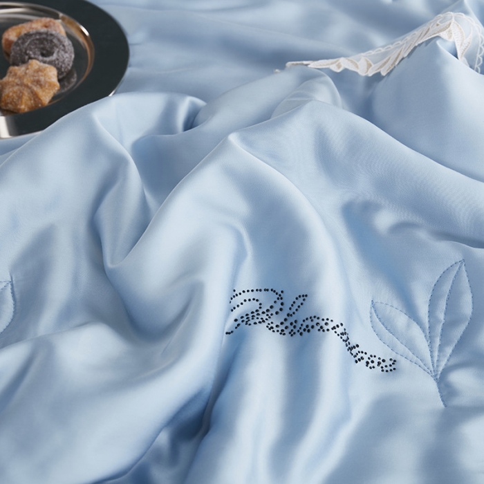 91家纺网 家纺一手货源 找家纺 优然居家纺 60支兰精天丝夏被 天蓝