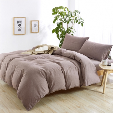 91家纺网 家纺一手货源 找家纺 例外Home 水洗棉四件套床单款素咖