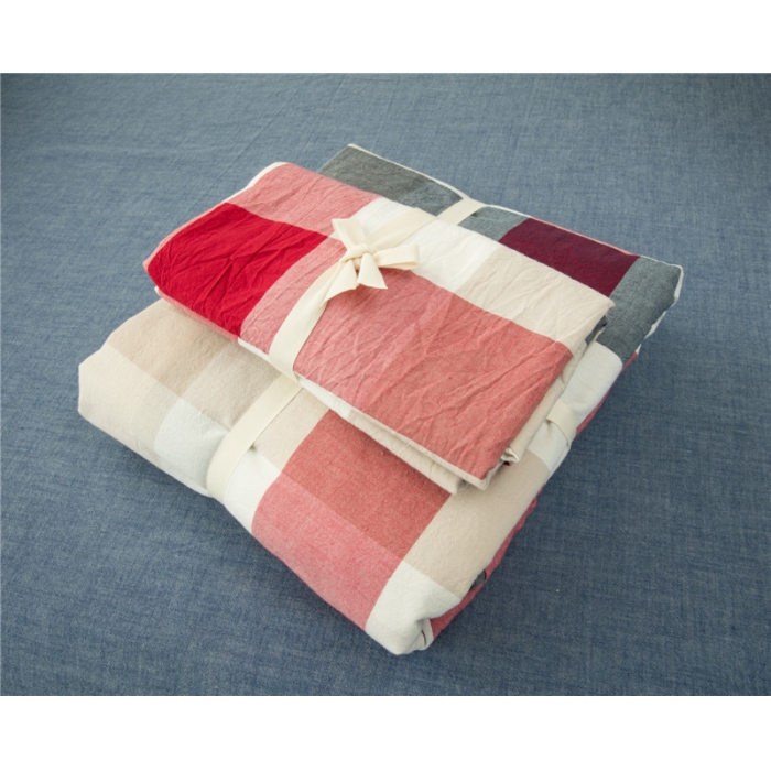 91家纺网 家纺一手货源 找家纺 例外Home 水洗棉四件套床笠款骑士红