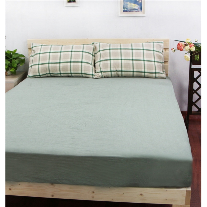 91家纺网 家纺一手货源 找家纺 例外Home 水洗棉四件套床笠款英伦绿