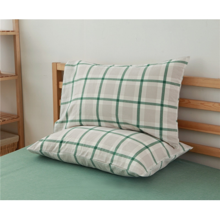 91家纺网 家纺一手货源 找家纺 例外Home 水洗棉四件套床笠款英伦绿