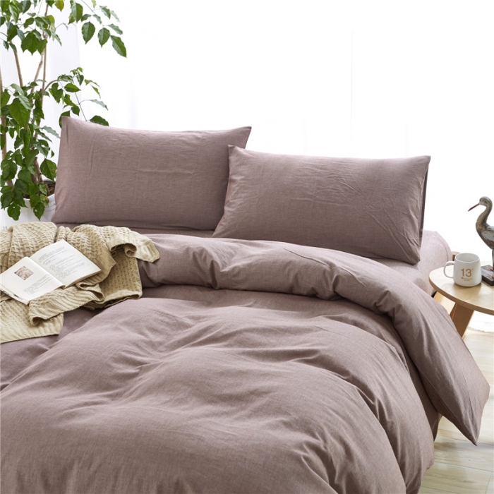 91家纺网 家纺一手货源 找家纺 例外Home 水洗棉四件套床单款素咖