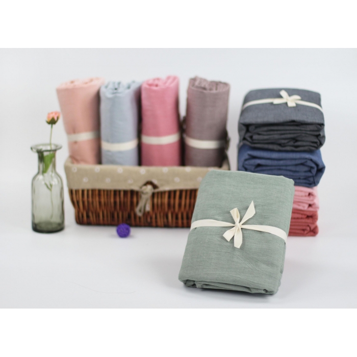 91家纺网 家纺一手货源 找家纺 例外Home 水洗棉四件套床单款素绿