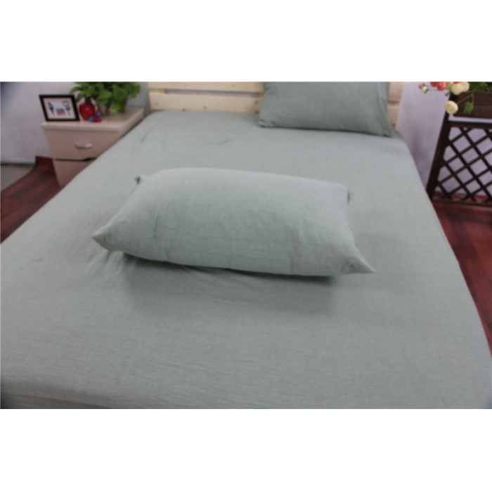 91家纺网 家纺一手货源 找家纺 例外Home 水洗棉四件套床单款素绿