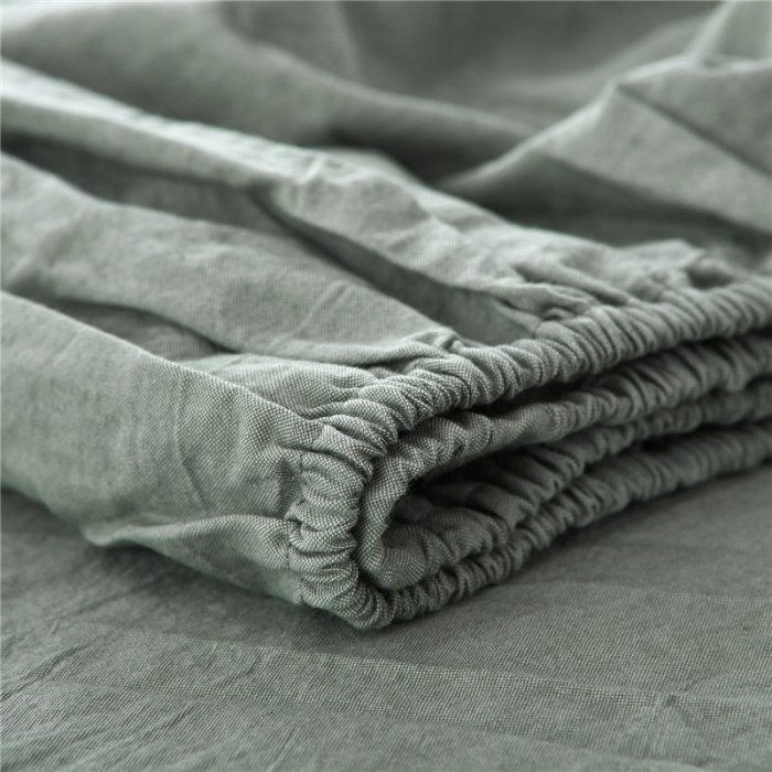 91家纺网 家纺一手货源 找家纺 例外Home 水洗棉四件套床单款素绿