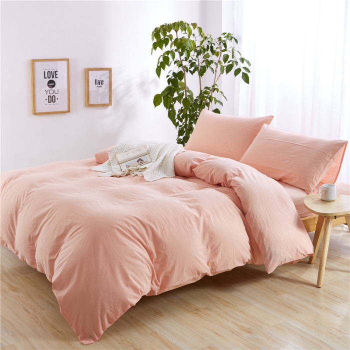 91家纺网 家纺一手货源 找家纺 例外Home 水洗棉四件套床单款素玉