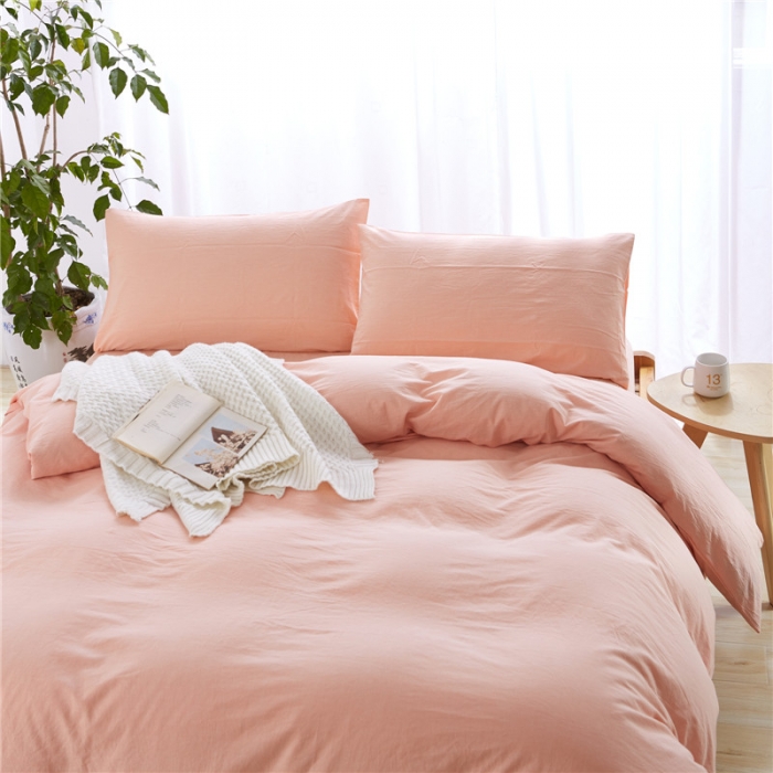 91家纺网 家纺一手货源 找家纺 例外Home 水洗棉四件套床单款素玉