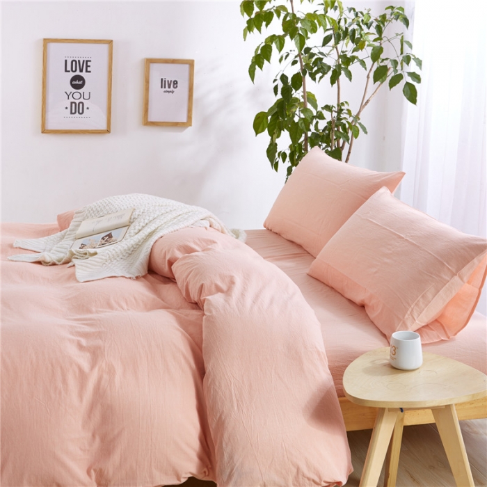 91家纺网 家纺一手货源 找家纺 例外Home 水洗棉四件套床单款素玉