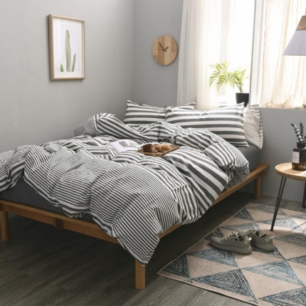 91家纺网 家纺一手货源 找家纺 例外Home 水洗棉四件套床笠款渐变-灰