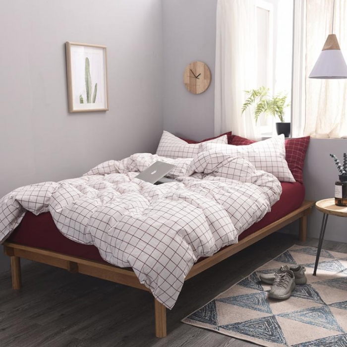 91家纺网 家纺一手货源 找家纺 例外Home 水洗棉四件套床单款初春