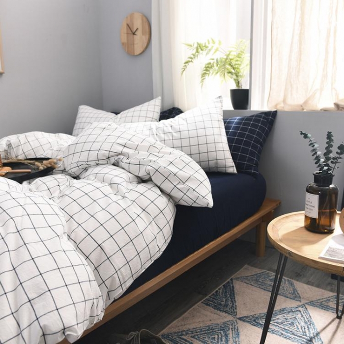 91家纺网 家纺一手货源 找家纺 例外Home 水洗棉四件套床单款秋实