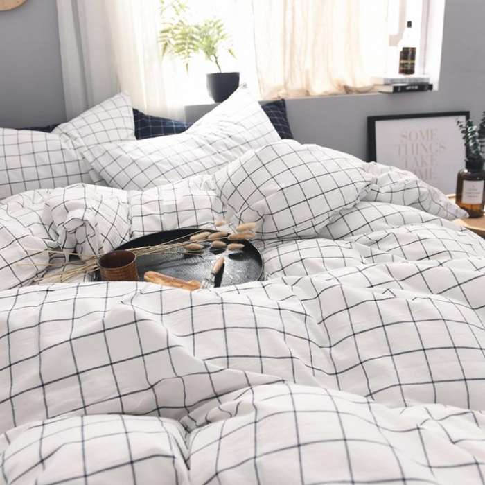 91家纺网 家纺一手货源 找家纺 例外Home 水洗棉四件套床单款秋实