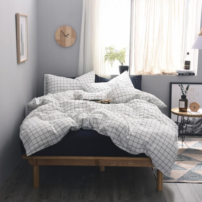 91家纺网 家纺一手货源 找家纺 例外Home 水洗棉四件套床单款秋实