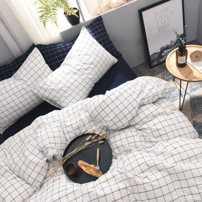 91家纺网 家纺一手货源 找家纺 例外Home 水洗棉四件套床单款秋实