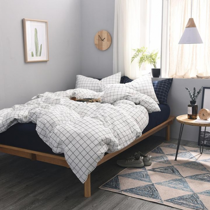 91家纺网 家纺一手货源 找家纺 例外Home 水洗棉四件套床单款秋实