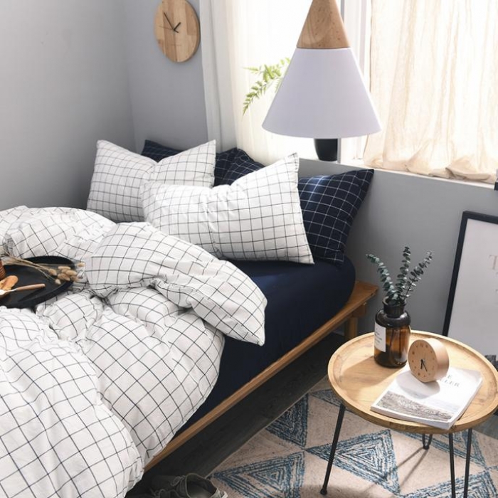 91家纺网 家纺一手货源 找家纺 例外Home 水洗棉四件套床单款秋实