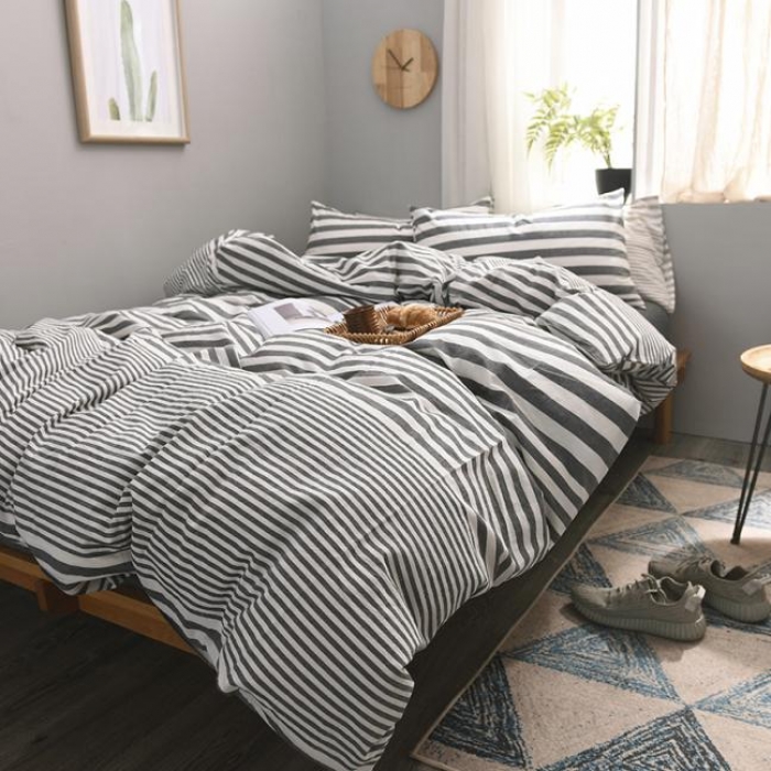 91家纺网 家纺一手货源 找家纺 例外Home 水洗棉四件套床单款渐变-灰