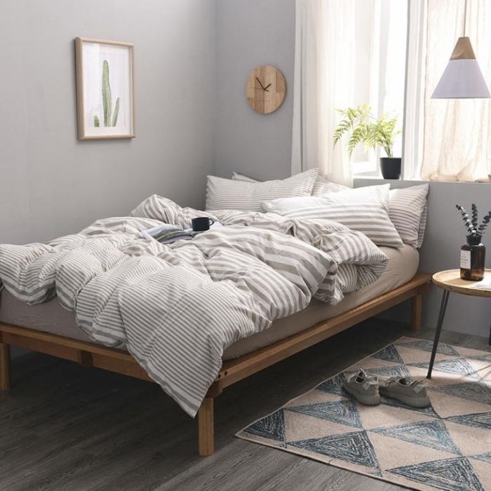 91家纺网 家纺一手货源 找家纺 例外Home 水洗棉四件套床单款渐变-卡其