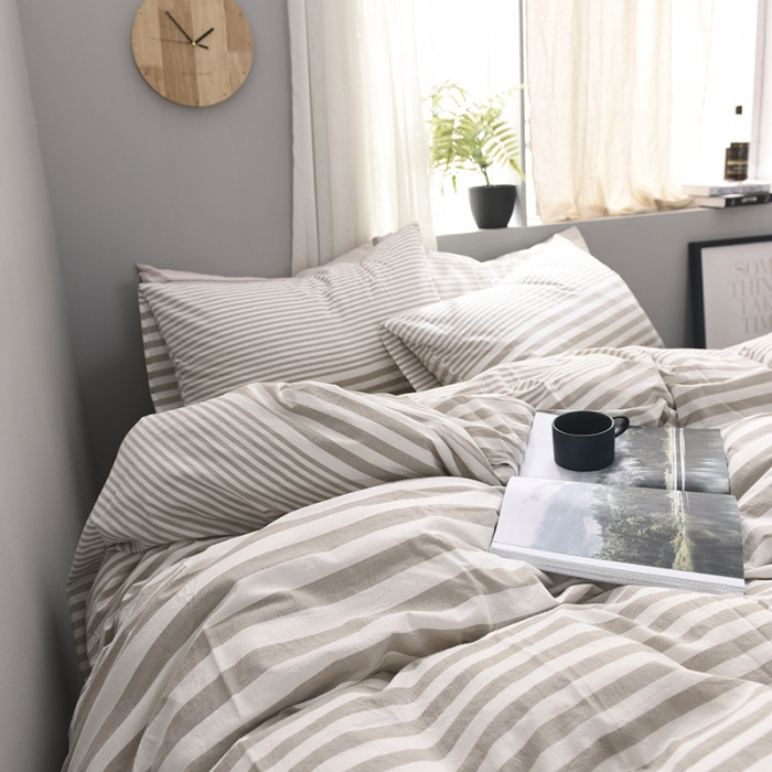 91家纺网 家纺一手货源 找家纺 例外Home 水洗棉四件套床单款渐变-卡其