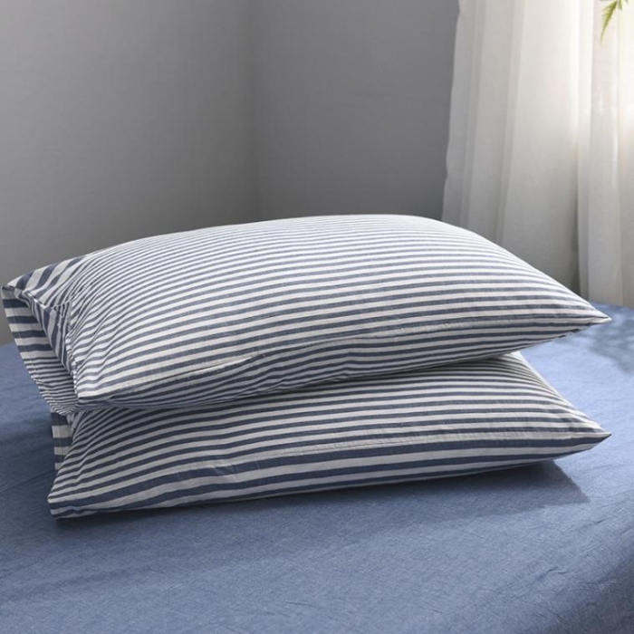 91家纺网 家纺一手货源 找家纺 例外Home 水洗棉四件套床单款渐变条-蓝