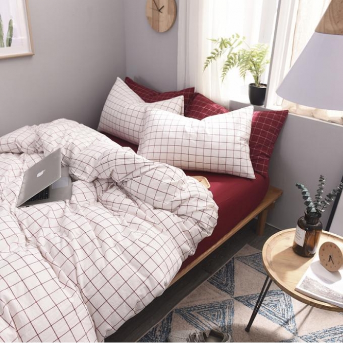 91家纺网 家纺一手货源 找家纺 例外Home 水洗棉四件套床笠款初春