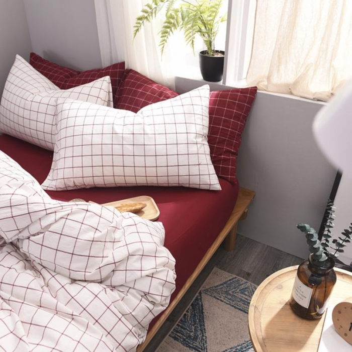 91家纺网 家纺一手货源 找家纺 例外Home 水洗棉四件套床笠款初春