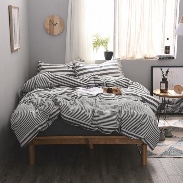 91家纺网 家纺一手货源 找家纺 例外Home 水洗棉四件套床笠款渐变-灰