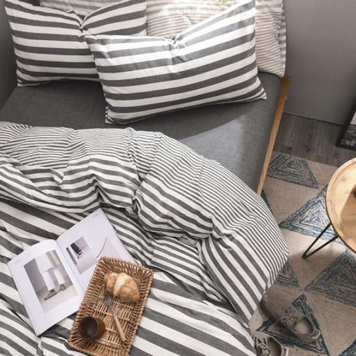 91家纺网 家纺一手货源 找家纺 例外Home 水洗棉四件套床笠款渐变-灰