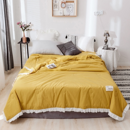 91家纺网 家纺一手货源 找家纺 例外 2020新款水洗棉夏被-Luna 黄