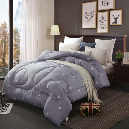 91家纺网 家纺一手货源 找家纺 畅销被业 2021新款印花冬被 简单爱灰