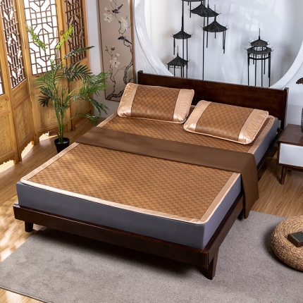 91家纺网 家纺一手货源 找家纺 莱轩席业 2021新品半包芯藤席 经典格