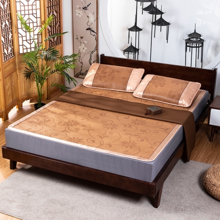 91家纺网 家纺一手货源 找家纺 莱轩席业 2021新品半包芯藤席 水仙花