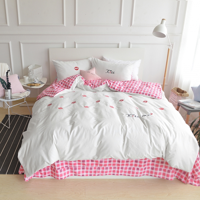 91家纺网 家纺一手货源 找家纺 艾米家居 全棉绣花四件套唇唇欲动