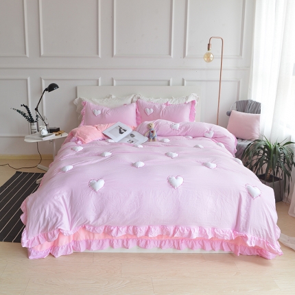 91家纺网 家纺一手货源 找家纺 （总）艾米家居 韩版公主风水洗棉+水晶绒立体绣四件套