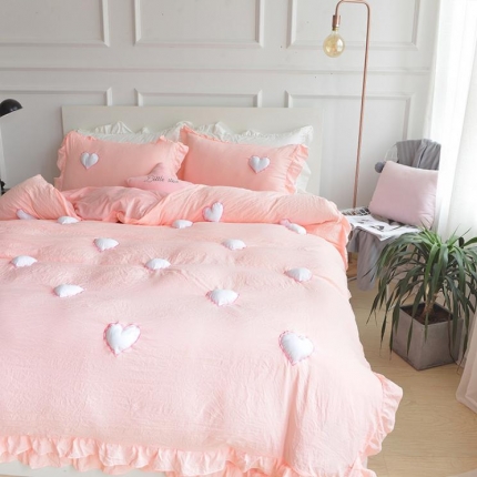 91家纺网 家纺一手货源 找家纺 （总）艾米家居 韩版公主风水洗棉+水晶绒立体绣四件套