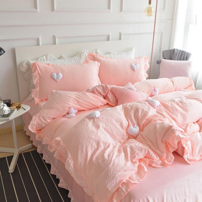91家纺网 家纺一手货源 找家纺 （总）艾米家居 韩版公主风水洗棉+水晶绒立体绣四件套