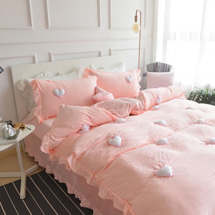 91家纺网 家纺一手货源 找家纺 （总）艾米家居 韩版公主风水洗棉+水晶绒立体绣四件套