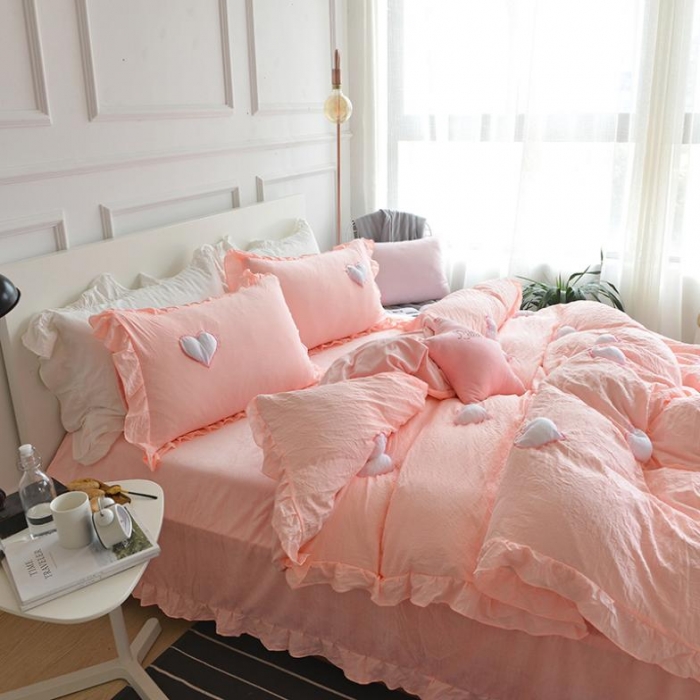 91家纺网 家纺一手货源 找家纺 （总）艾米家居 韩版公主风水洗棉+水晶绒立体绣四件套